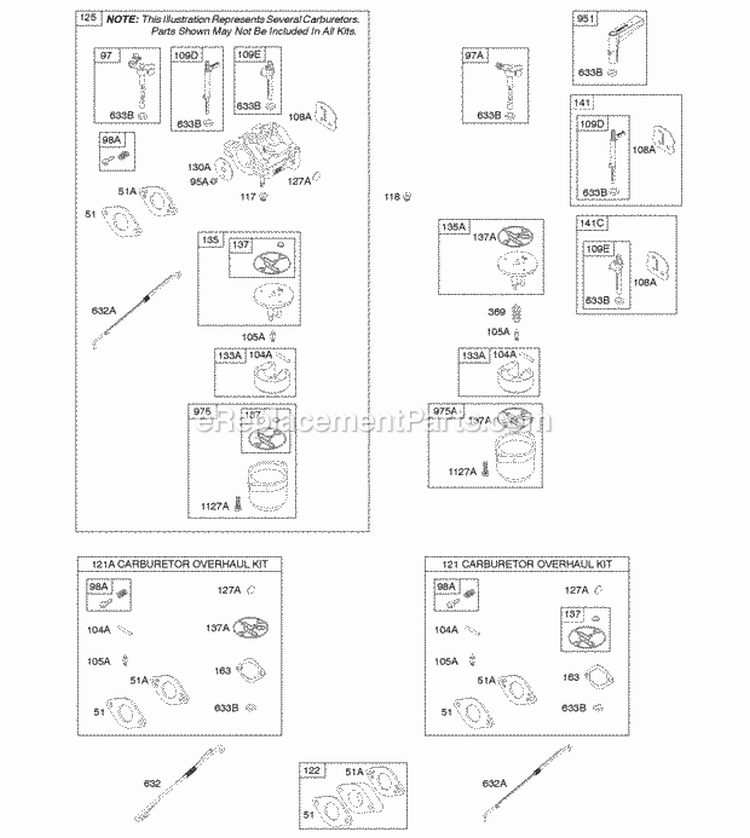 Carburetor Kit - Carburetor Overhaul Diagram and Parts List for 210332-0036-E9  Briggs and Stratton Engine